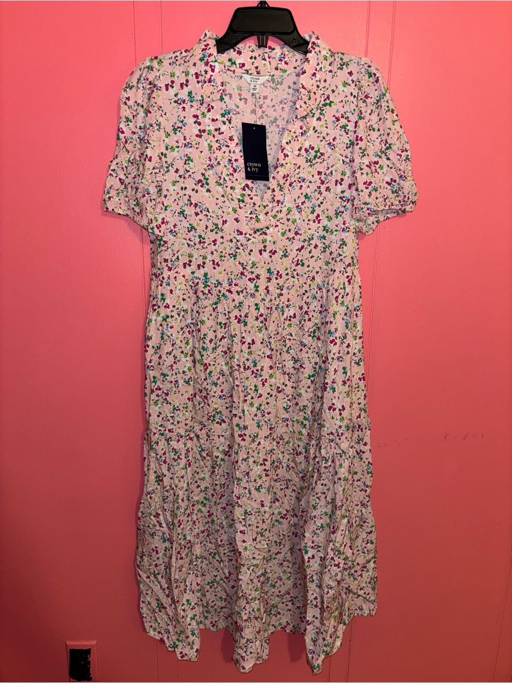 Crown and Ivy pink Ditsy floral dress